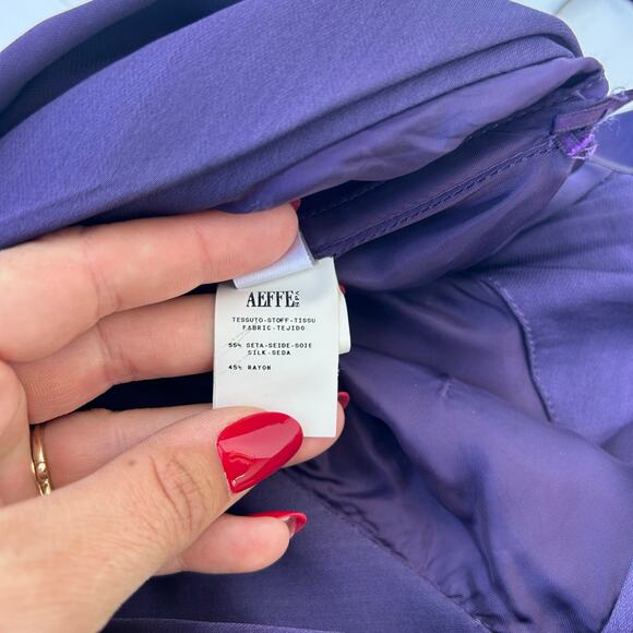 Alberta Ferretti Cocktail Mini Dress One Shoulder Plum Purple Grape 6 Silk - Picture 10 of 10